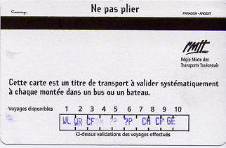 Carte 10 voyages RMTT verso